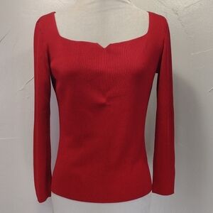 Dana Buchman Red Silk Long Sleeve Sweater Top Women's Small
